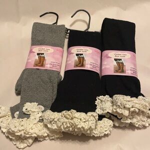 Boot Cuff SOCKS Crochet Lace Boot Topper Detail Lot of 3 Knee high gift